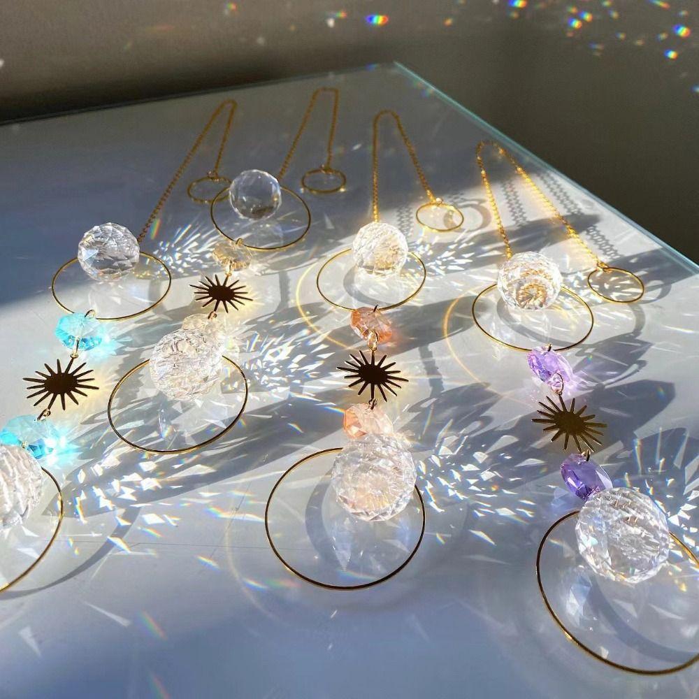 Sun Moon Artificial Crystal Wall Hanging Handmade Rainbow Maker  Home Bedroom