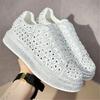 Fashion Luxury New Designer Men's White Black Charm Rhinestone Platform Causal Shoes Flats Male Hip-hop Walking Sneakers Zapatos Hombre