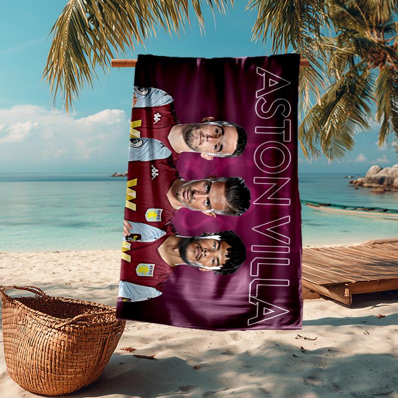 1PC Aston Villa Fc Crest Beach Towel - Soft, Absorbent Microfiber, Lightweight, Ideal for The Beach, Parties, Travel, Camping Fan Gifts