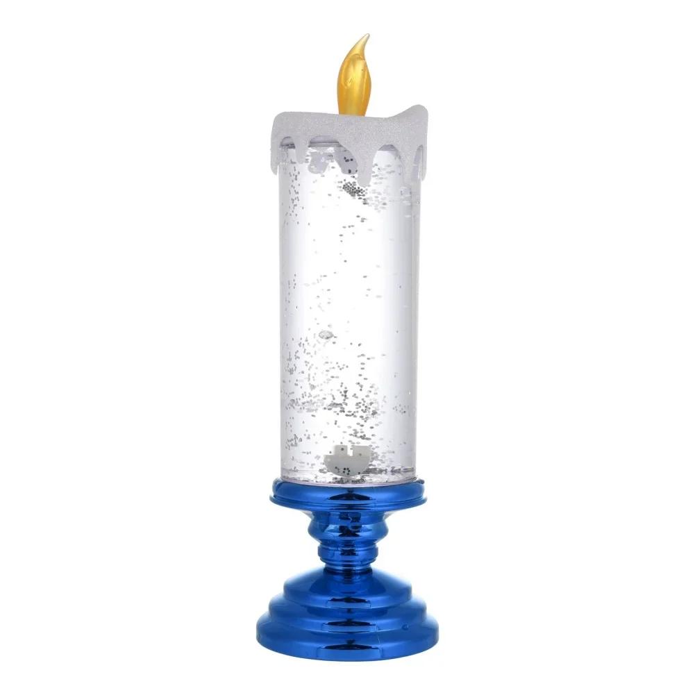 New LED Christmas Candle LED Flameless Candle Light Swirling Glitter Colorful Fantasy Crystal Night Lights Xmas Party Home Decor