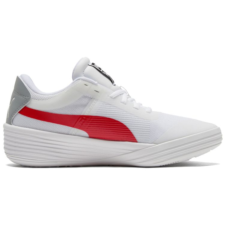Puma Clyde All Pro Team Round Toe Lace-Up Shock Absorbing Non-Slip Wear-Resistant Low-Top Basketball Shoes Unisex sneaker White Red 195509-04