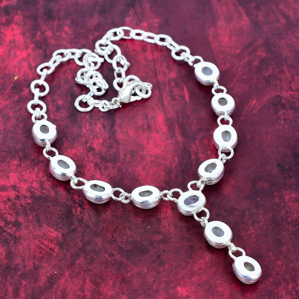 Moonstone Necklace Gemstone Jewelry, 925 Solid Sterling Silver Necklace, Handmade Jewelry Birthstone Necklace, Gift For Him