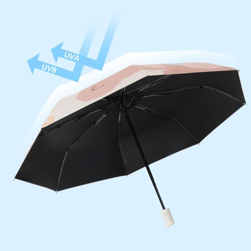 Mini Faltbarer Automatischer Regenschirm Anti-UV Sonnenschirm Cartoon Bär Tragbarer Erwachsenen- und Kinder-Sonnenschirm Regenschirm