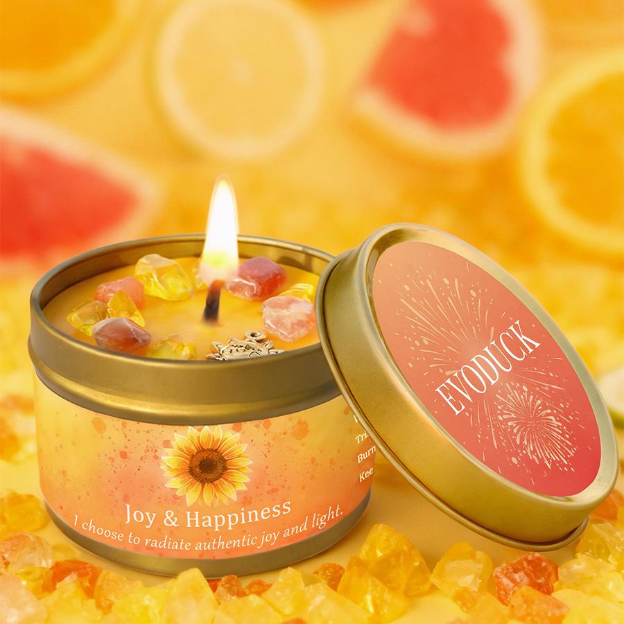 Scented Candles-3oz,Lavender&Chamomile Aroma with Healing Crystals, Great for Holiday Gifting Christmas/Halloween & Home Decor