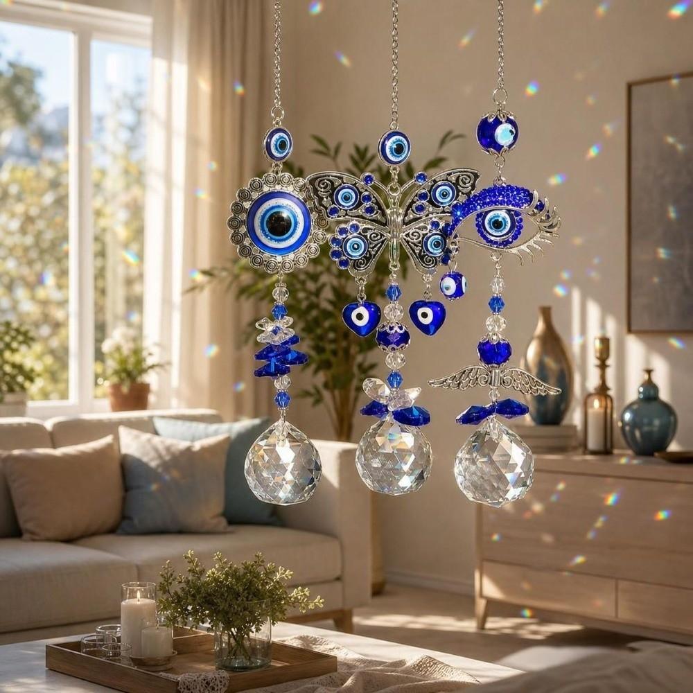 Butterfly Devil Eye Suncatcher Rhinestone Sun Catcher Pendant Rear View Mirror