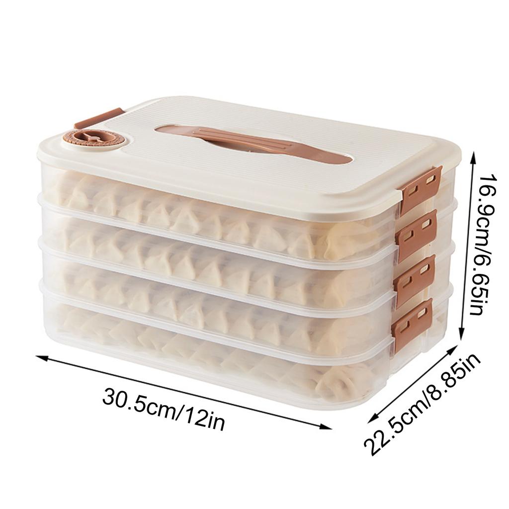 3/4-layer Wonton Dumpling Storage Containers Sealed Quick-Frozen Dumpling Boxes Stackable  with Timer Kitchen Tools