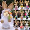 High-25cm Straw Rabbits DIY Landscape Rabbit Statue New Garden Statues  Home