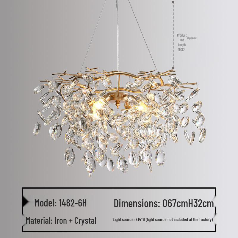 Firefly Branch Crystal Pendant Lamp - Post-modern Luxury Lighting for Living Room, Bedroom, and Dining Room.