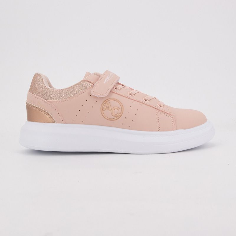 

Кроссовки розовые с блестками белая подошва Детские AMERICAN COLLEGE 35 пастельные розовый