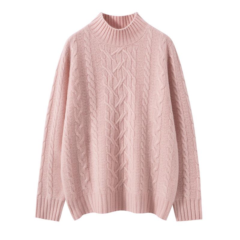 High Neck Cashmere Knit Women's Slimming Sweater - Autumn & Winter Fashion
