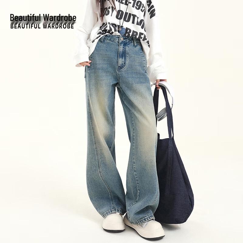 

КРАСИВЫЙ ГАРДЕРОБ Женские выстиранные ретро джинсы свободного кроя с широкими штанинами XL