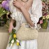 Elegant Summer Weave Chain Straw Bag Leisure Boho Straw Shoulder Bag Beach Casual Bucket Handbag For Ladies/Girls