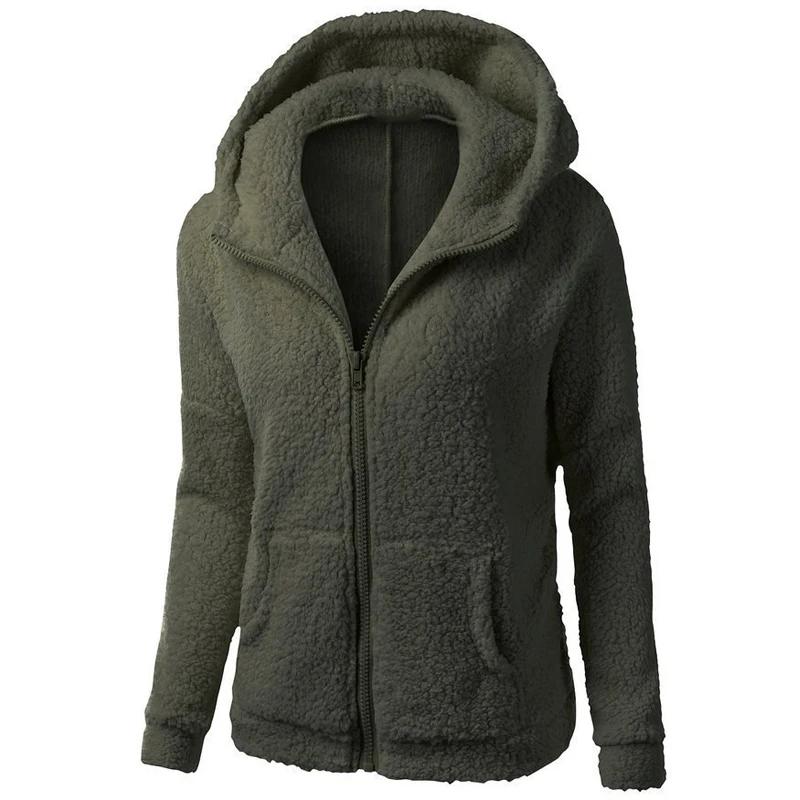 Autumn Winter Warm Jacket Women Hoodie Hooded 2024 Casual Female Hoodies Sweatershirt Zipper Coat Solid Soft Fleece Women Coat
