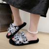 Sexy Slippers Woman Slides Daily Flat Low Heels Shoes for Women Leopard Fur Slip on Platform Bling Winter Shoes Plus Size