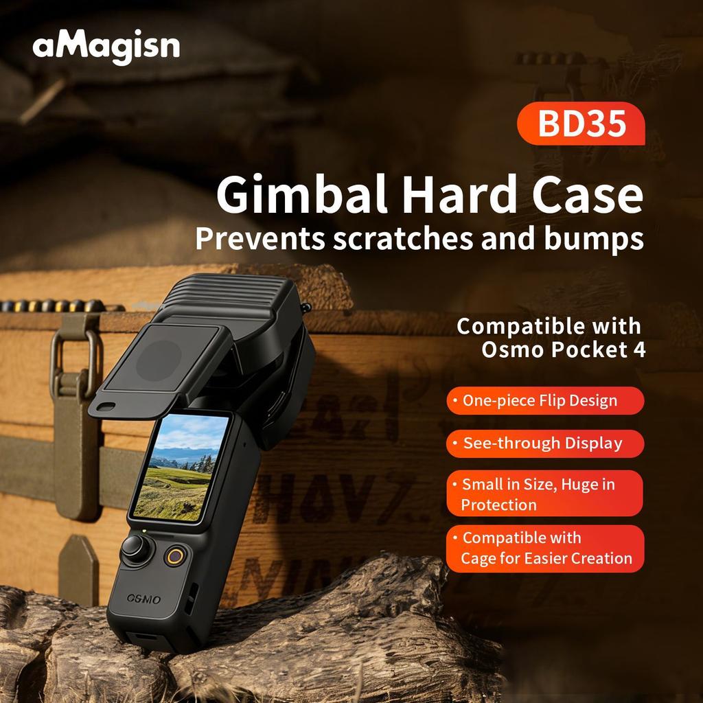 aMagisn Protective Case for DJI Osmo Pocket 4,Lightweight & Portable, 180° Flip Cover, Compatible with Expansion Frame