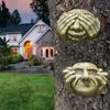 Funny Tree Face Outdoor No Hear No See No Speak Face Statue Garden Tree Hugger Yard Art Decorations for Home Wall Fences Door