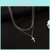 Modern Cuban Chain Necklace For Men With Titanium Cross Pendant For Casual Style