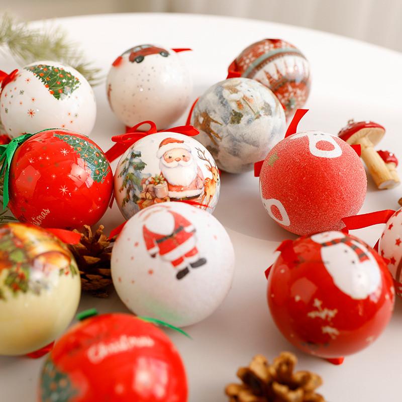 Christmas Theme Pattern Foam Ball Pendant Family Festival Decoration Props For Holiday Tree Decor And Festive Display