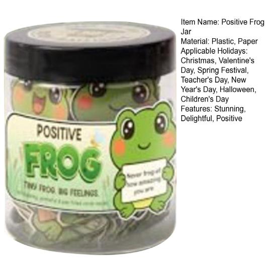 Positiv Groda Burk med 60 Affirmationskort Emotionellt Stöd Gåva för Kvinnor Män Tonåringar Vänner Kollegor Lärare Sjuksköterska