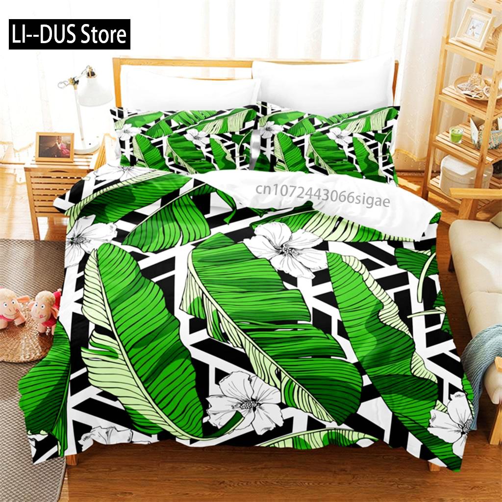 Tropical Green Plant Bedding Set Duvet Cover Set 3d Bedding Digital Printing Queen Size Bedding Set Fashion Design