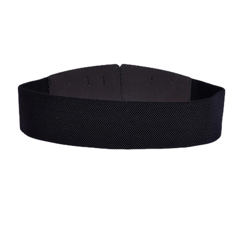 Wind Lady Double Buckle Wide Belt Retro Elastic Elastic Waist Seal Waist Decoration
