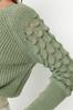 Women's Fashionable Stylish Sweater Mint Textured Crew Neck Knitwear Sweater