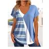 Fashionable Comfortable Breathable T-shirt Summer Colorful Retro Geometric 3D Pattern Women's V-neck Short Sleeved T-shirt