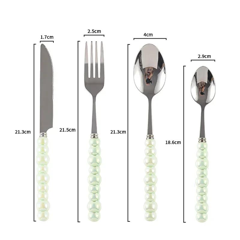 

4-piece set of ceramic pearl handle cutlery knife, fork, spoon, creative food spoon, Western style steak knife and fork set