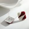 Ankara Red Color Blocked Square Elegance Stud Earring for Women Korean Sweet Ear Wedding Party Jewelry