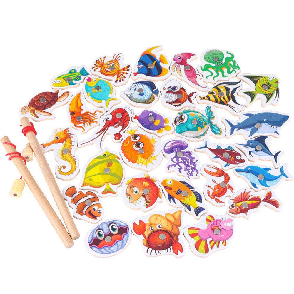 Marine Life Cognition Wooden Fshing Game Busy Board Fishing Toys Fish Rod Toys Fshing Game Toys