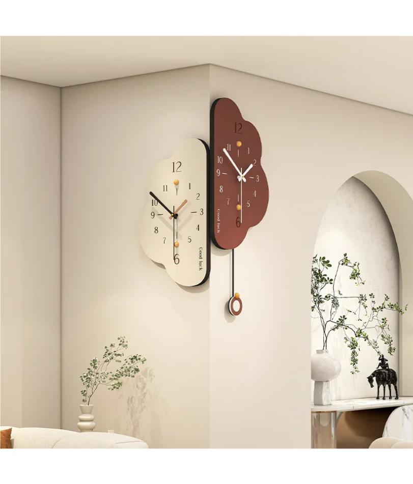 Wall Clocks Creamy Corner Double Sided Wall Clock Silent Modern Decorative Home Decor Living Room Bedroom Kitchen Decoration