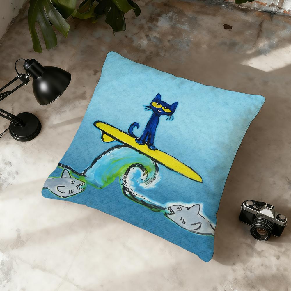 Süßer Cartoon P-Pete The Cat Kissenbezug Home Office Praktisch Nordische Schlichtheit Treffer Mit Reißverschluss Kissenbezug