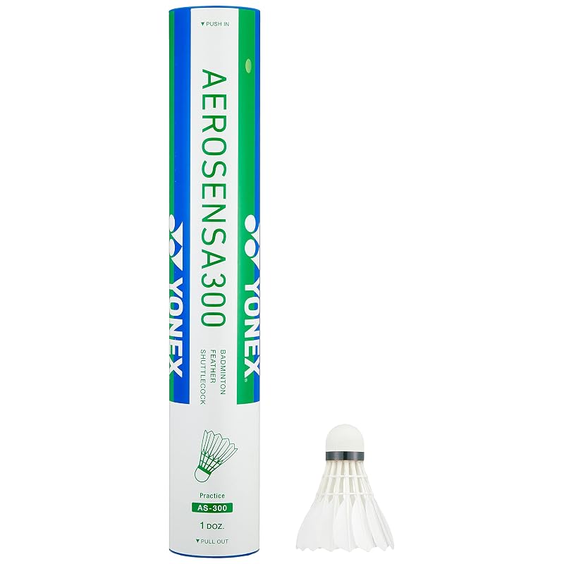 Yonex AeroSensor 300 Badminton Shuttlecocks, Feather Shuttlecocks, 12-pack, Temperature Indicator Number 3 (Optimal Temperature 22-28°C), AS300