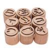 9PCS Animal Pattern Stamps Sandal Wood Multifunctional Decorative Animals Print Stamps for Scrapbook