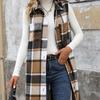 Women's Fashion Trend Vests for Autumn and Winter Contrasting Stripes Checkered Button Up Sleeveless Cardigans