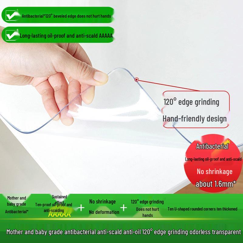 Transparent PVC Table Mat: Waterproof, Oil-Proof, Scald-Proof, Dirt-Resistant Soft Glass Protector for Dining Table and TV Cabinet.