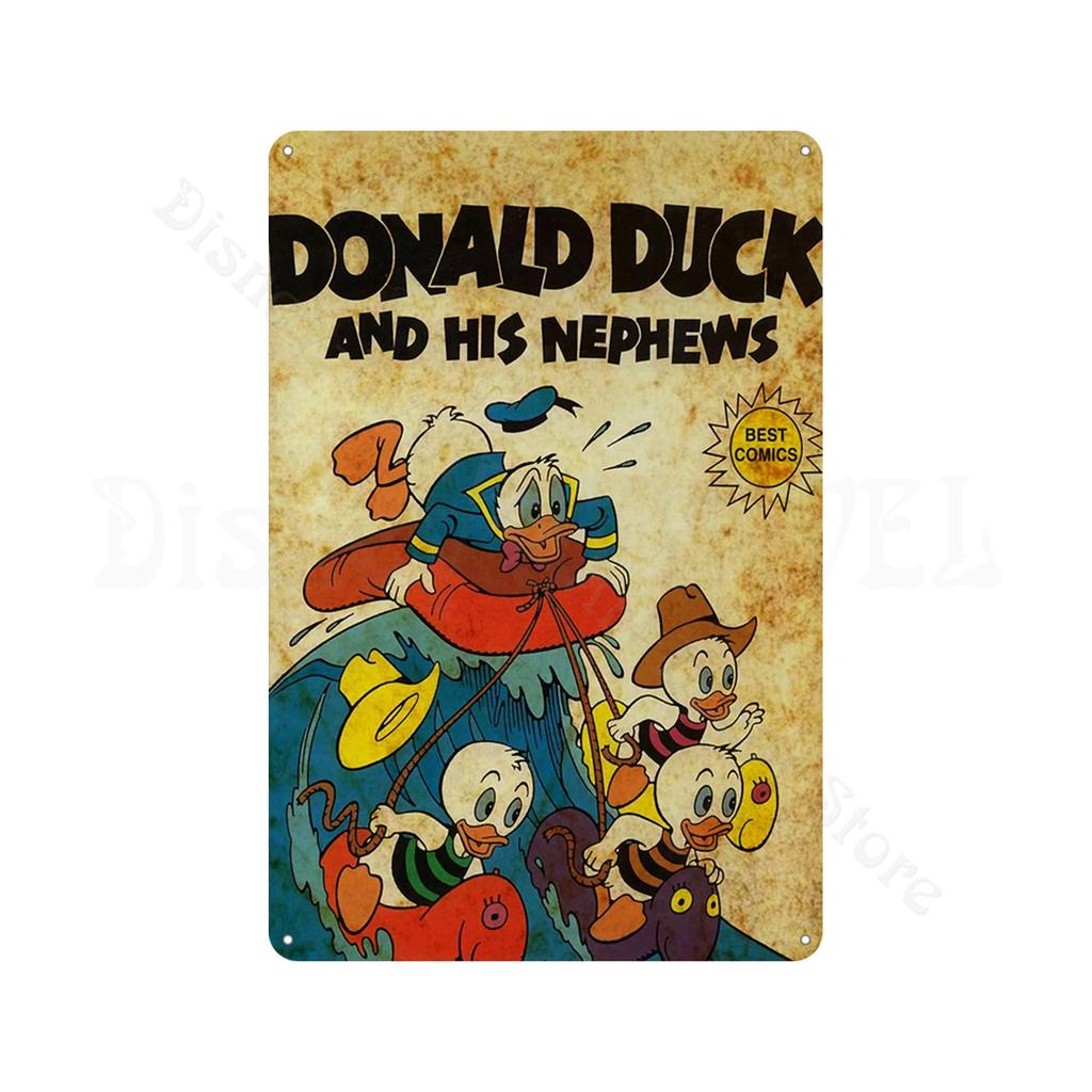 Retro Metal Tin Sign Donald Duck Tin Plaque Metal Poster Cartoon Tin Plate Metal Sign For Man Cave Club Decoration