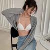 Women's Front Closure Bra French Triangle Cup Push Up for Small Bust Seamless Wireless Low Back Thin Style Backless Underwear