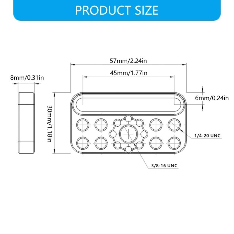Multi Hole Mounting Plate Suitable For Camera Equipment With 3/8" Holes Durability Aluminum Alloy Photography Accessory