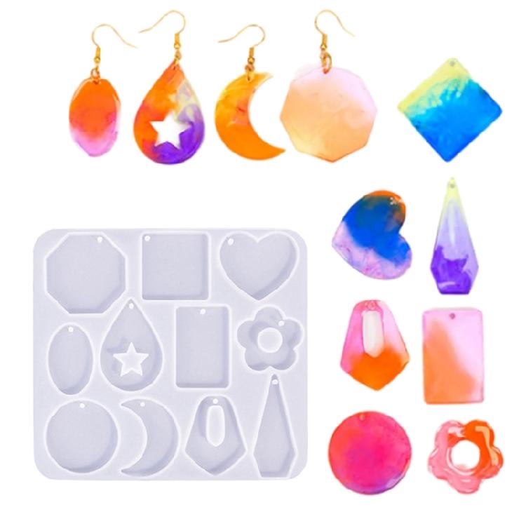 Geometric Earring Mold DIY Necklace Pendant Flower Crystal Epoxy Resin Molds