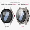 PC Case+Strap Upgrade To Ultra 47mm for Samsung Galaxy Watch 7 40mm 44mm No Gaps Silicone Magnetic Band PC Tempered Glass Screen