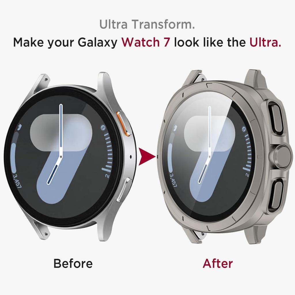 PC Case+Strap Upgrade To Ultra 47mm for Samsung Galaxy Watch 7 40mm 44mm No Gaps Silicone Magnetic Band PC Tempered Glass Screen