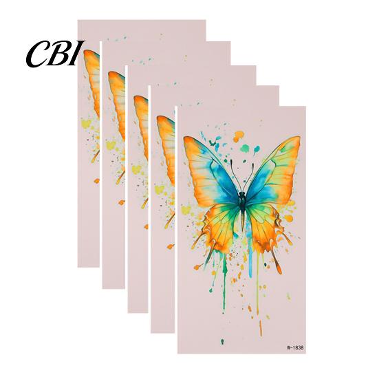 Temporary Body Art Decals 5 Sheets Butterfly Tattoo Stickers, Waterproof Flower Tattoos, Colorful Removable Stickers Face Tattoos for Parties
