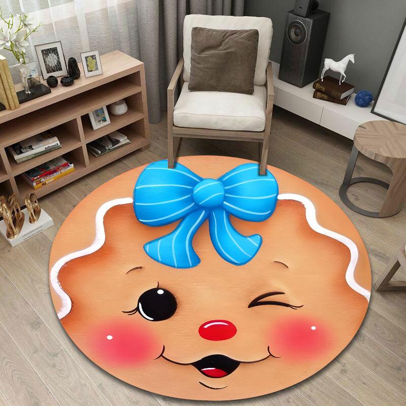 Eclectic Round Pop Art Multicolor Rug Mat, Non-Slip Floor Mat for Hallway