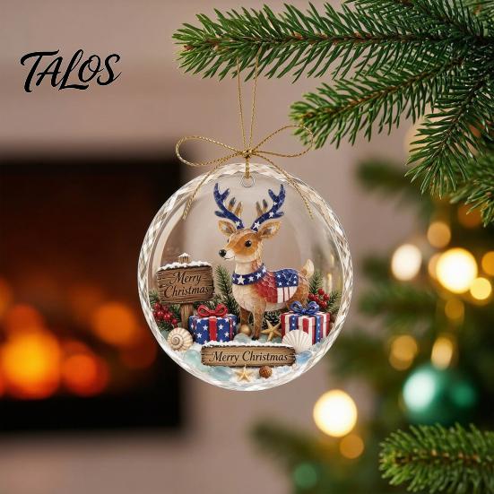 Handcrafted Style Ornament Christmas Acrylic Hanging Pendant for Holiday Tree Decoration, 2D Flat Ocean Theme Decorative Accessory Home Party
