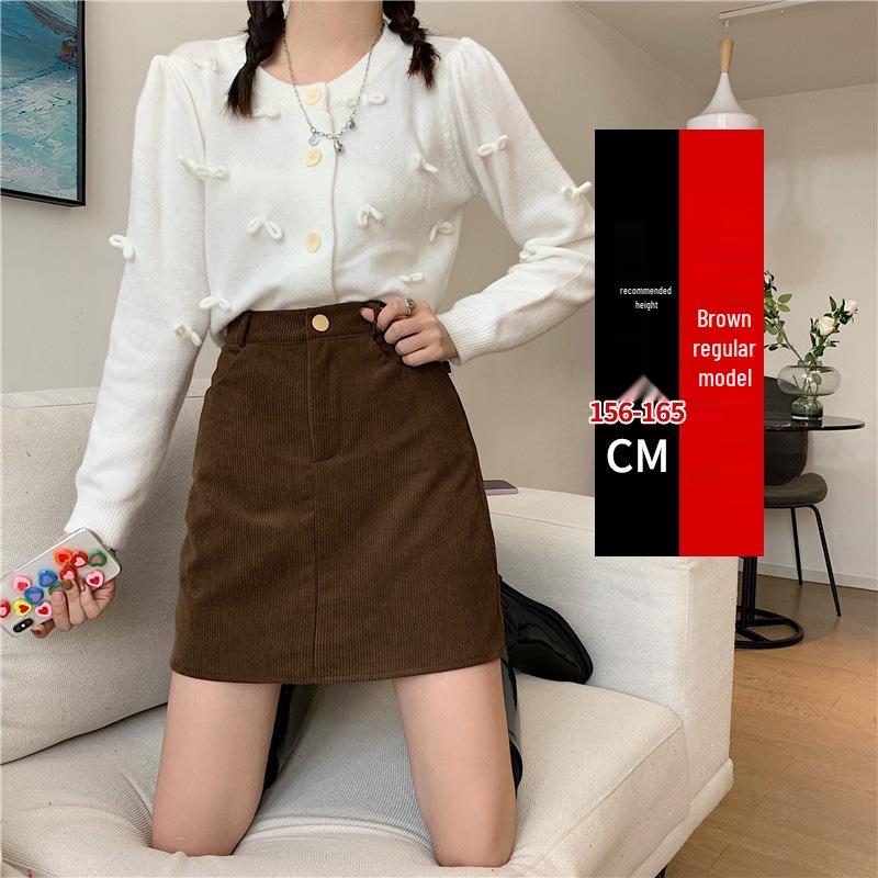 

Women’s Corduroy Coffee Skirt: 2024 A-line High Waist Bodycon, Plus Size, Short, Petite for Spring/Autumn. Double Extra Large кофейный