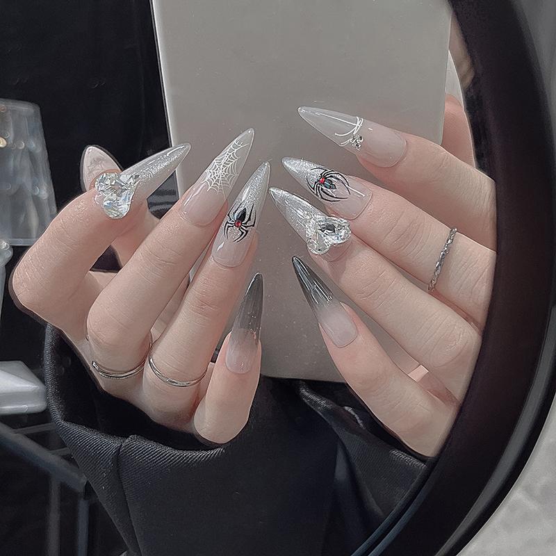 5D Relief Halloween Spider Nails Sticker Black Spiders Cobweb Embossed Diy Manicure Decals