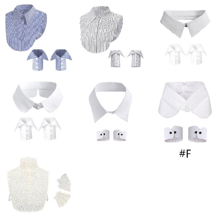 Fashion Versatile Wristband and Detachable Collar Set Shawl Versatile Lapel Detachable Collar Shawl for Dress Shirt