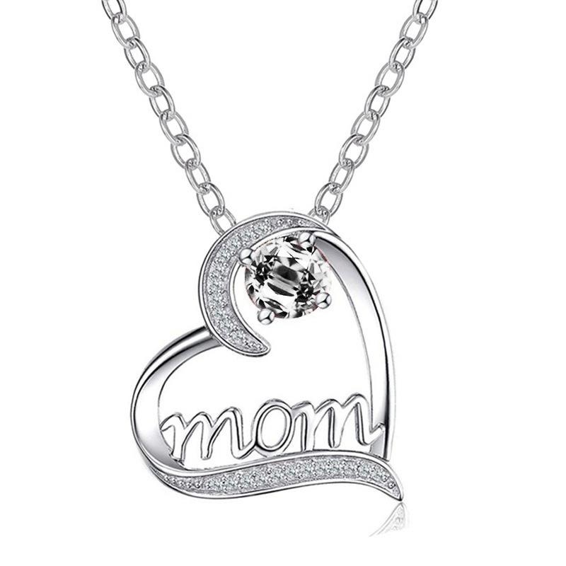Multi-Tone Mom & Child Pendant Necklace Set, Heart & Family Silhouette Necklaces for Mother's Day