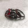 Gothic Style Rings Heart Shape Zircon Horror Skull On The Band Black / Red / Purple Just Pick One Halloween Decor